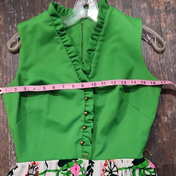 Vintage Green and Floral Maxi Dress - Picture 12 of 12